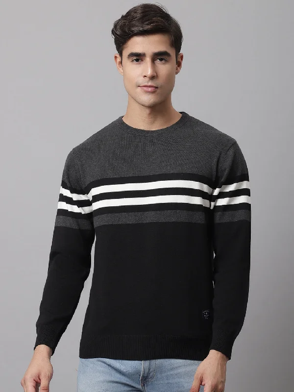 Men's Sweaters with Herringbone PatternsMen's Black Sweater