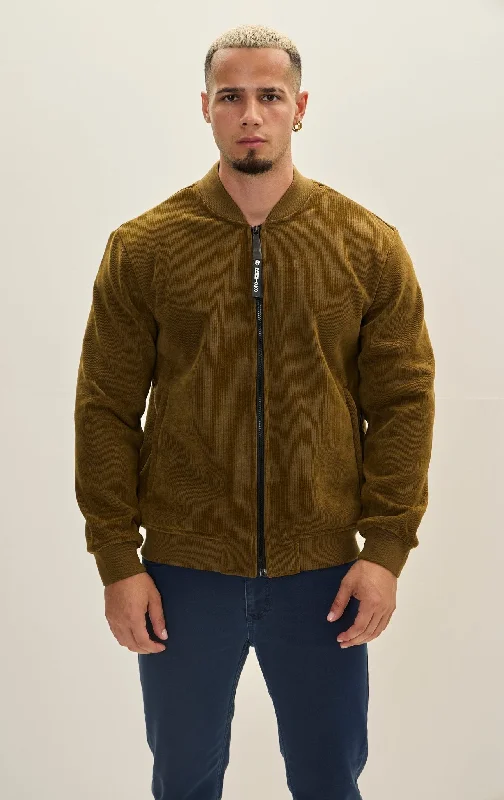 Men's Coats with Inner PocketsLined Bomber Jacket - Mustard