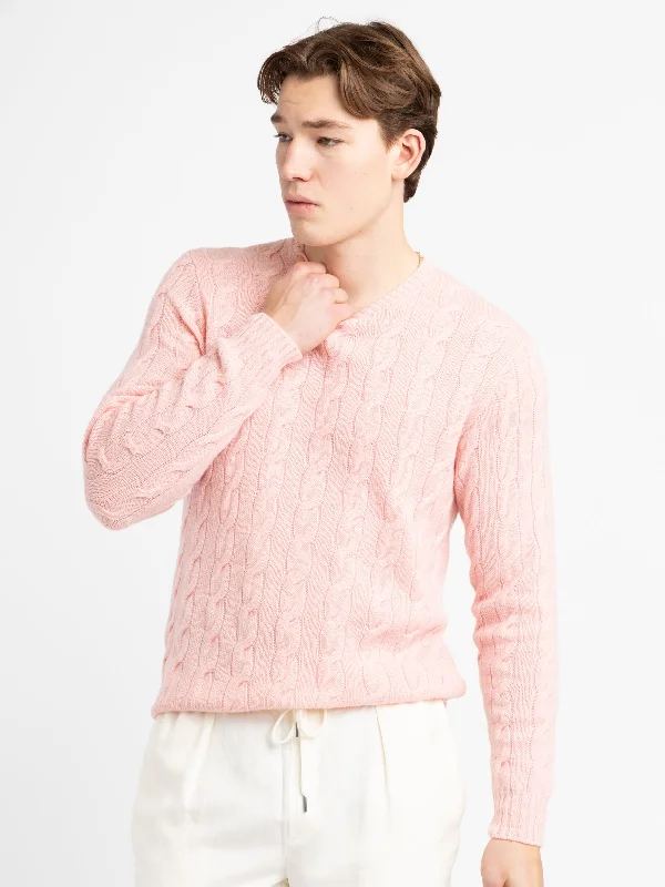 Men's Sweaters for Dressy EventsCrystal Rose Cable-Knit Cashmere Sweater