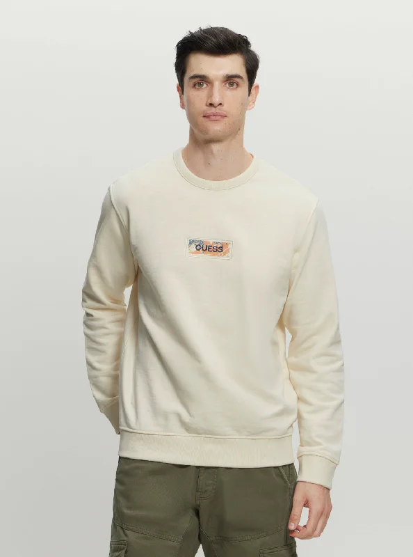 Fashionable Men's Crew-Neck SweatersEco Beige Box Back Jumper