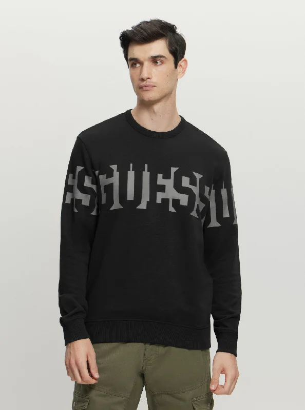 Elegant Men's Shawl-Collar SweatersEco Black Logo Jumper