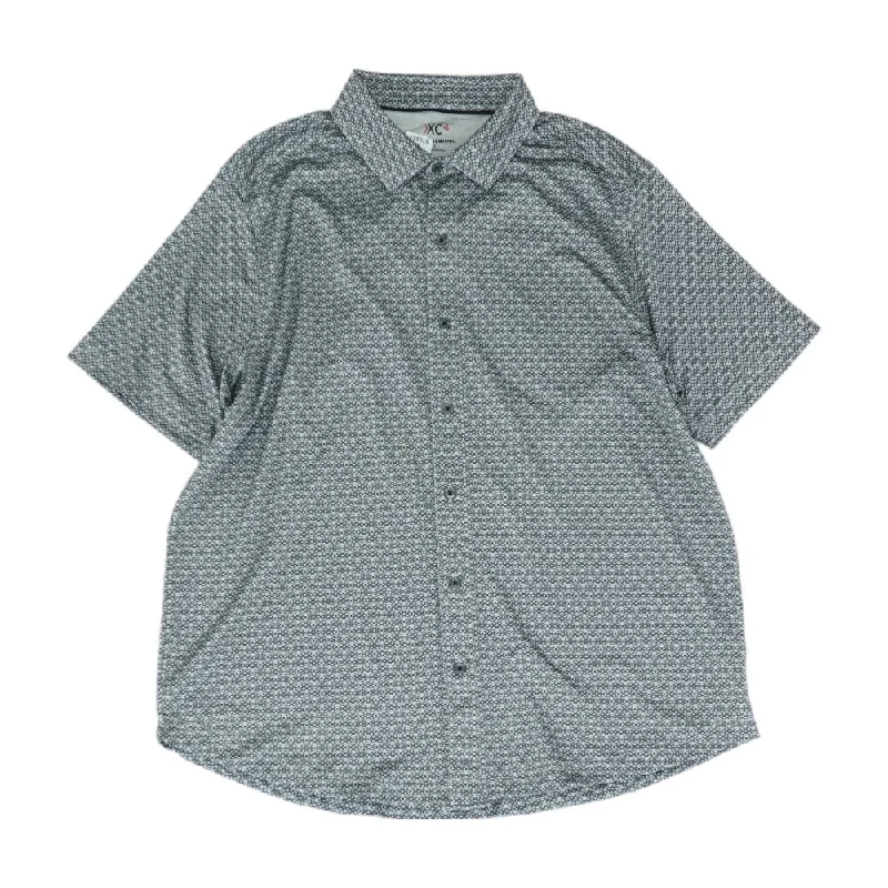 Men's Shirts for Beach OutingsGray Geometric Short Sleeve Button Down