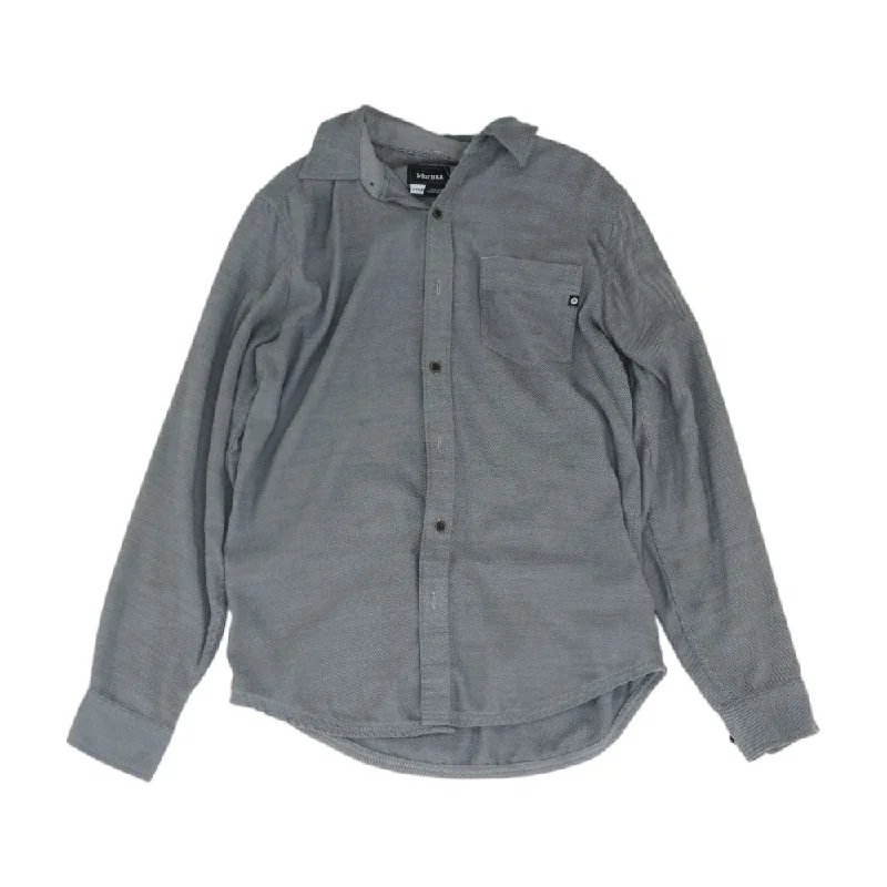 Men's Shirts with Geometric PatternsGray Solid Long Sleeve Button Down