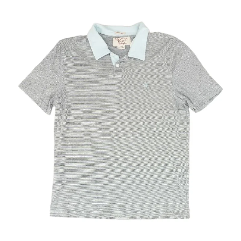 Casual Men's T-ShirtsGray Striped Short Sleeve Polo