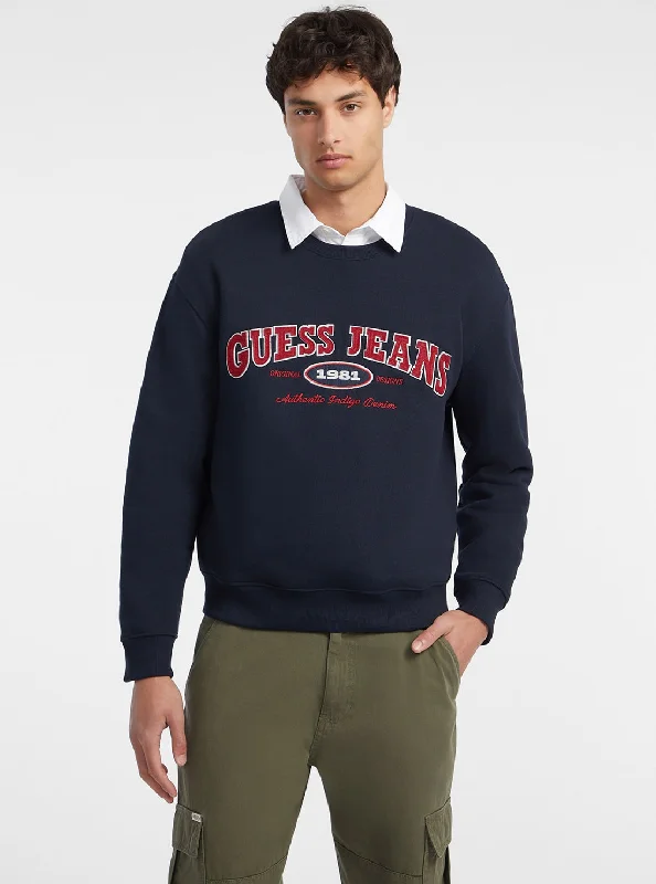 Men's Sweaters with Long SleevesGuess Jeans Navy Original Jumper