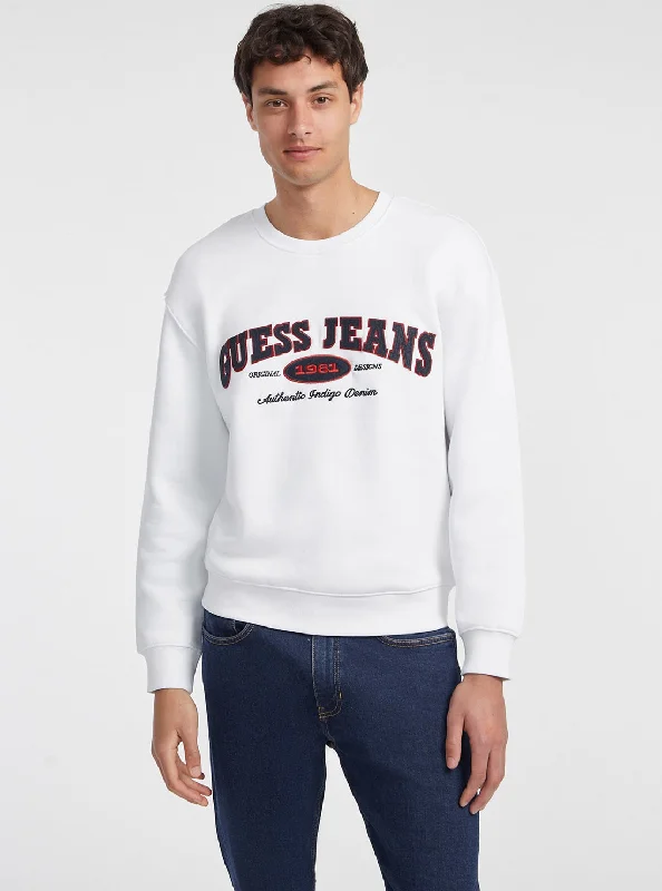 Men's Sweaters with Elastic CuffsGuess Jeans White Original Jumper