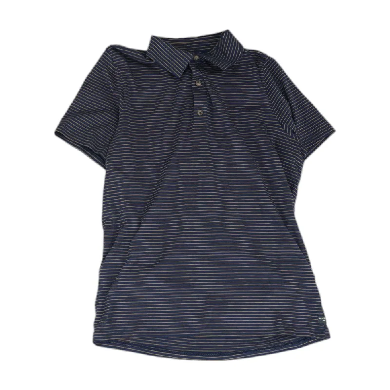 Men's Shirts with Barrel CuffsIndigo Striped Short Sleeve Polo