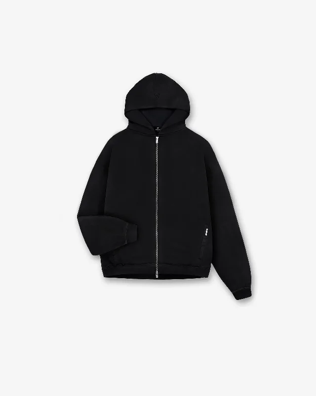 Men's Hoodies for Short MenInitial Oversized Zip Hoodie - Black