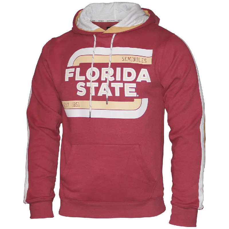 Men's Hoodies for StreetwearLeague Men's Vault Florida State Seminoles Design Striped Sleeve Hood - Cardinal