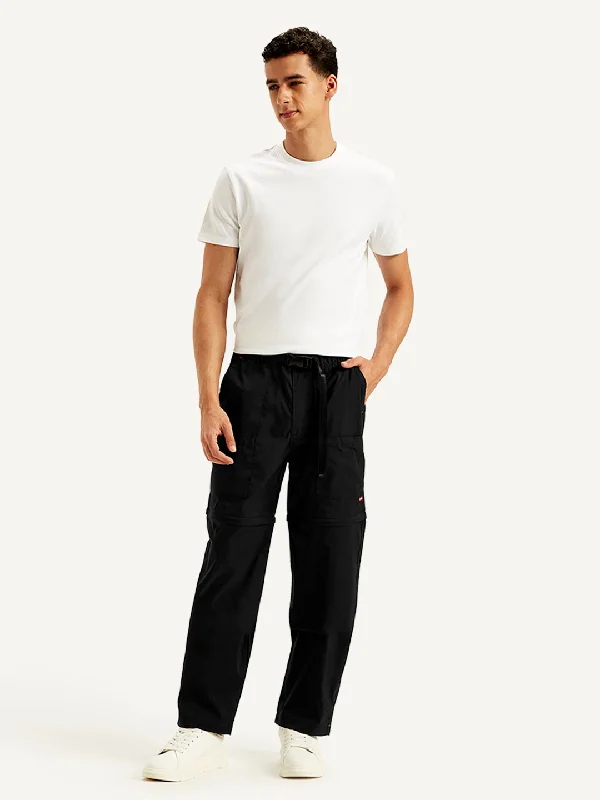 Men's Sweaters with Elastic WaistbandsMen's Black Cargo Fit Trousers