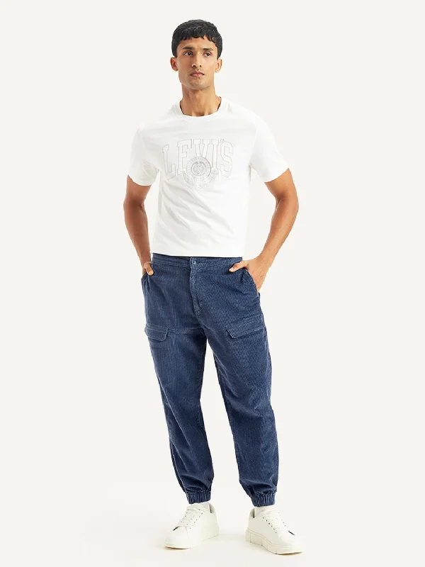 Men's Sweaters with Pleated DesignsMen's Blue Regular Fit Trousers