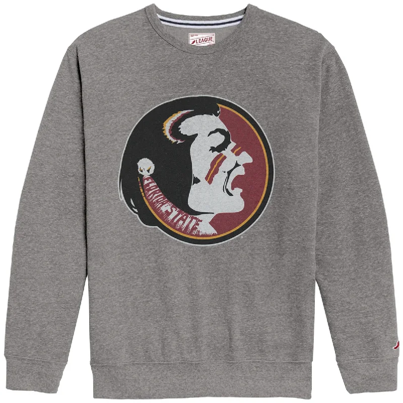 Men's Hoodies with Slim FitsLeague Men's Vault Seminole Logo Tri-blend Crew Fleece - Fall Heather