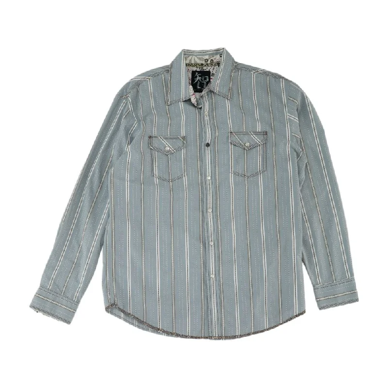 Men's Short-Sleeved ShirtsMulti Striped Long Sleeve Button Down