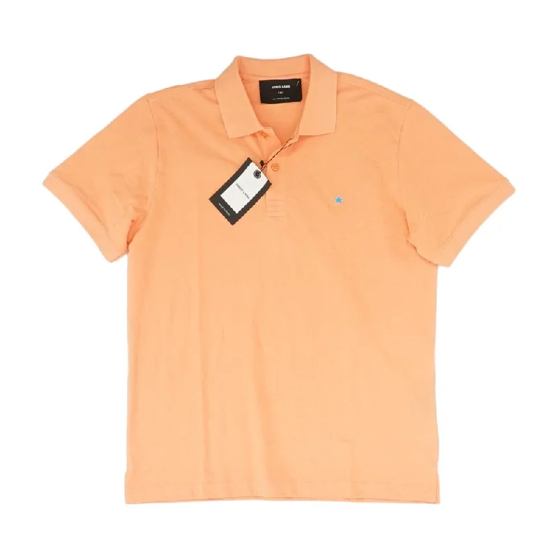 Men's Shirts with Elastic WaistbandsOrange Solid Short Sleeve Polo