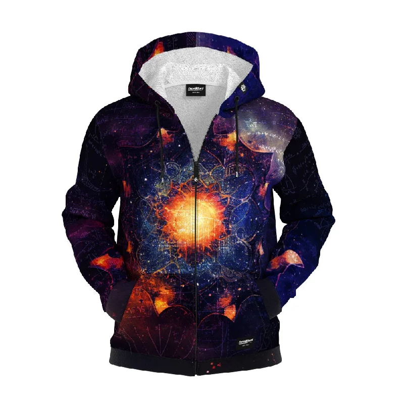 Men's Hoodies for WorkoutPurple Mandala Math Zip Up Hoodie