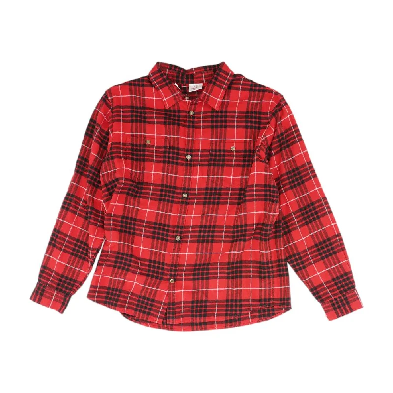 Men's Shirts with Roll-Up SleevesRed Plaid Flannel Button Down