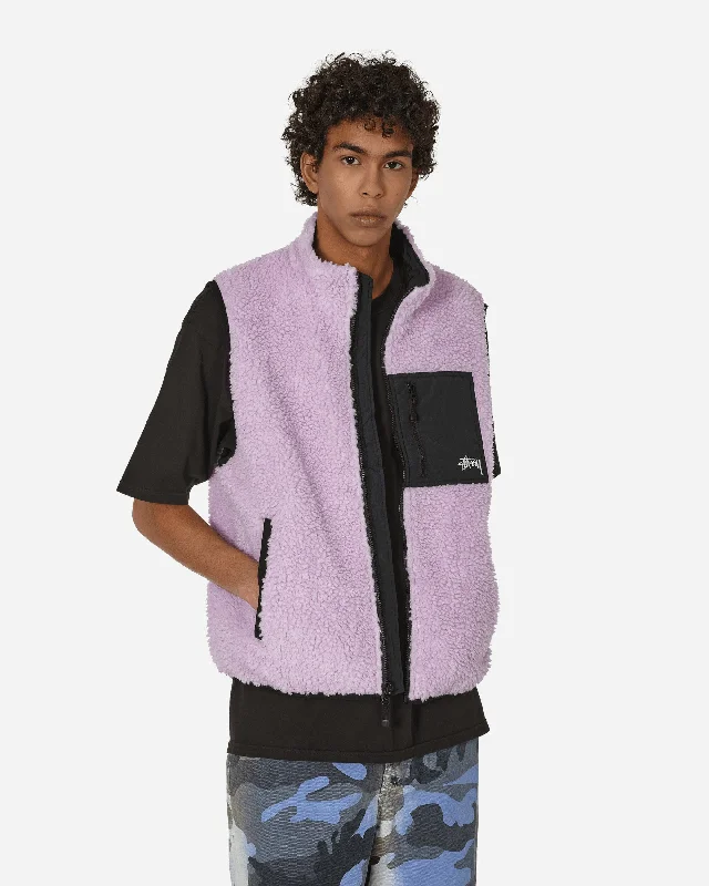 Men's Coats with VentilationSherpa Reversible Vest Lavender