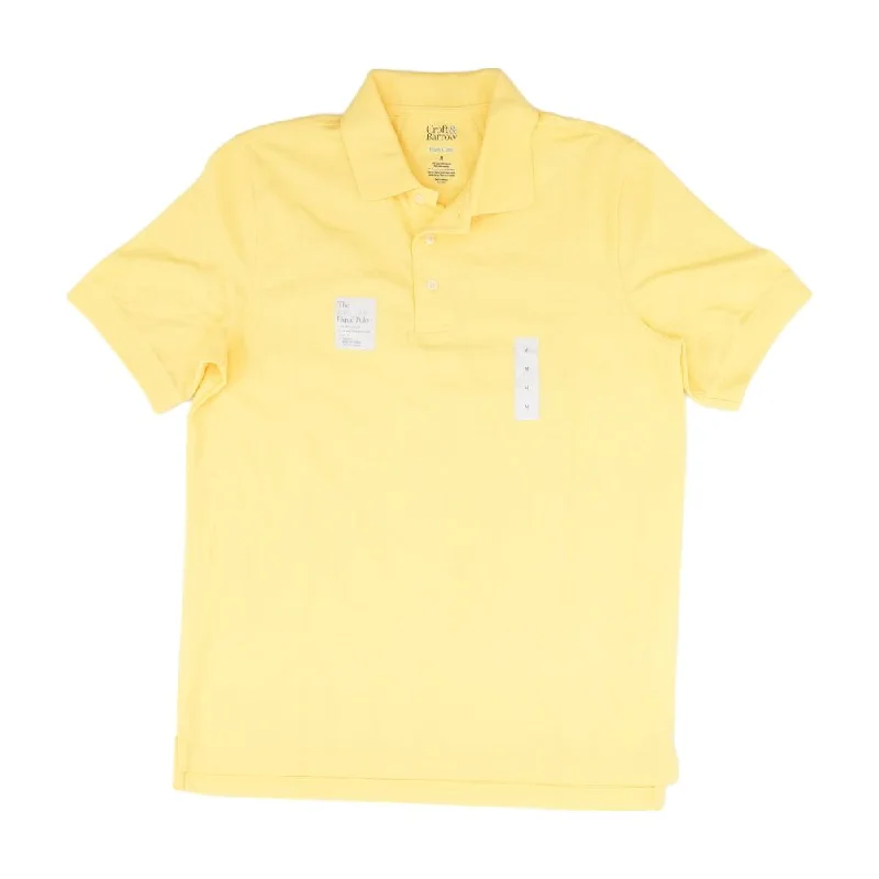 Men's Shirts with Belt AttachmentsYellow Solid Short Sleeve Polo