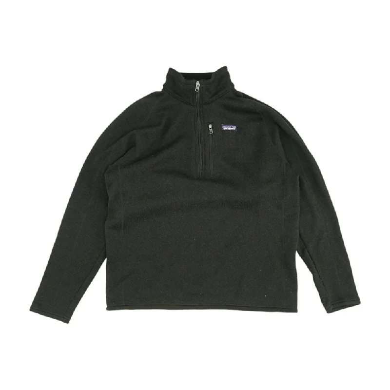 Men's Coats with ButtonsBlack Solid 1/4 Zip Pullover