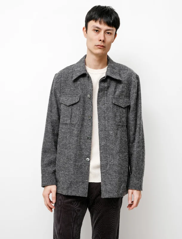 Men's Coats with Hand WarmersBrushed British Wool Cotton Utility Jacket Charcoal