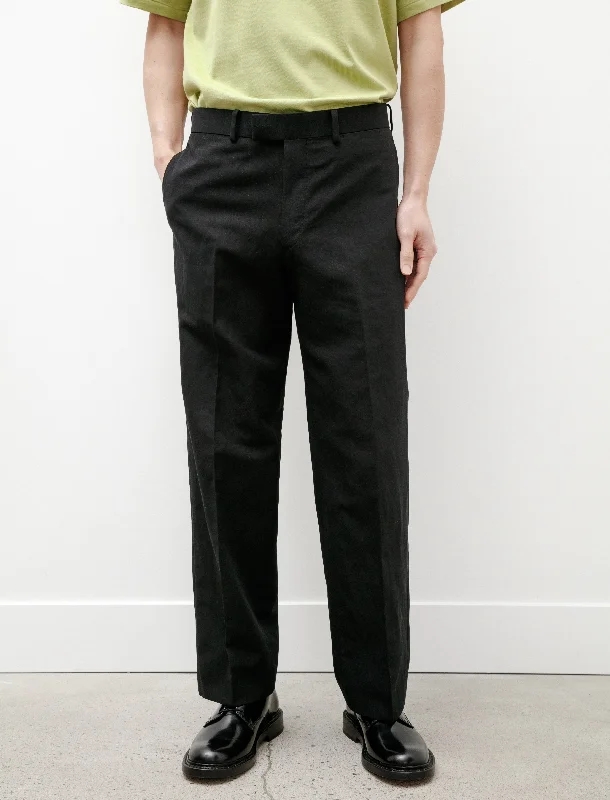 Men's Twill Pants for a Dressy LookHard Twist Linen Chino Slacks Black