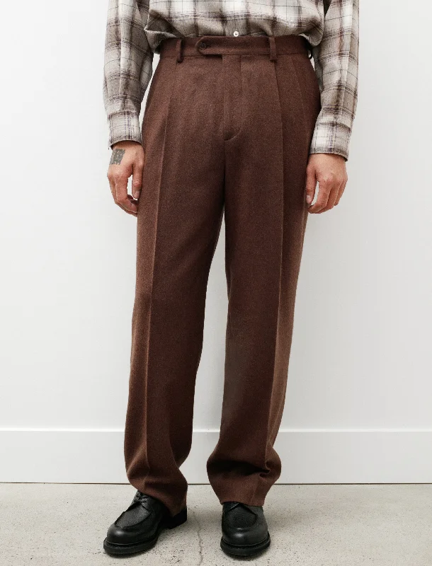 Men's Pants with Side PocketsBaby Camel Flannel Slacks Dark Brown