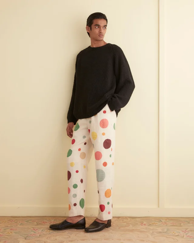 Men's Pants with Antimicrobial TreatmentDotted Appliqué Trousers