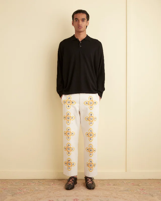 Men's Patterned Pants with Animal PrintsEmbroidered Buttercup Trousers