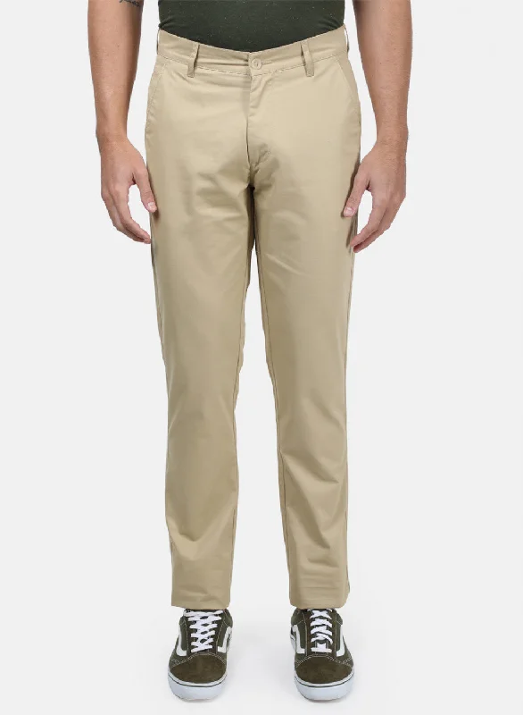 Men's Bootcut Jeans for a Flattering ShapeMen Beige Plain Trousers