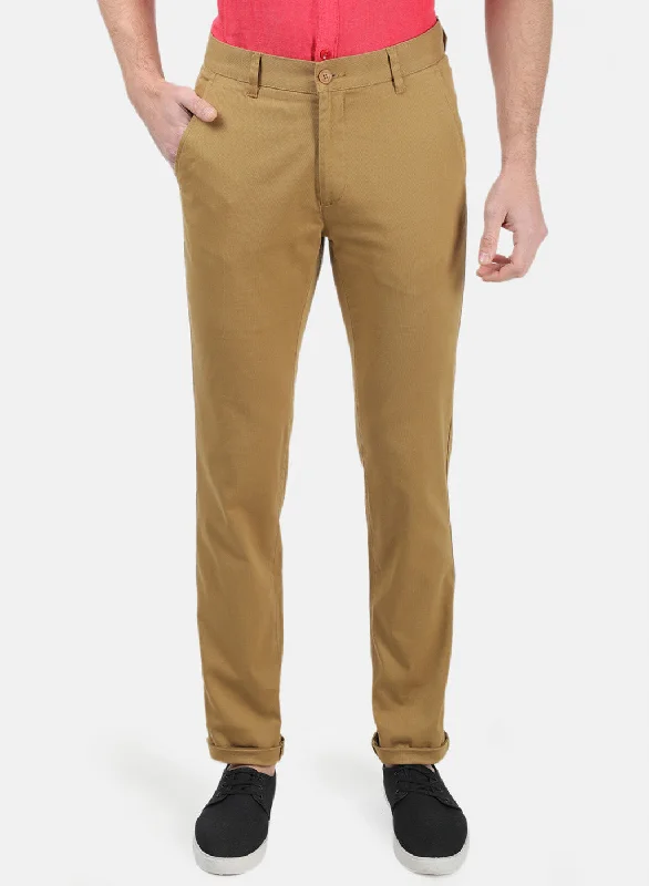 Casual Men's ChinosMen Mustard Plain Trousers