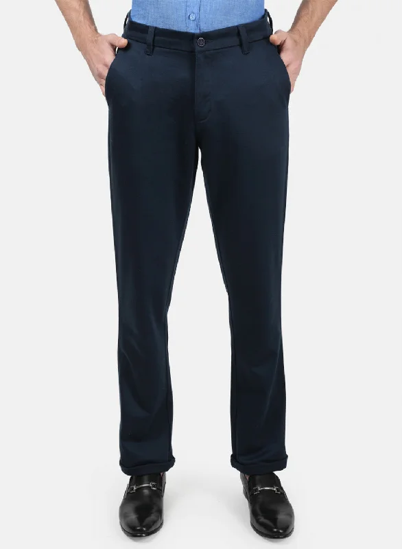 Men's Party Pants for a Fun Night OutMen NAvy Blue Plain Trousers