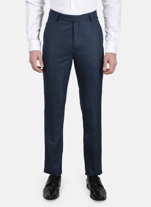 Men's Pants with Flat-Front DesignsMens Black & Blue Smart Trouser