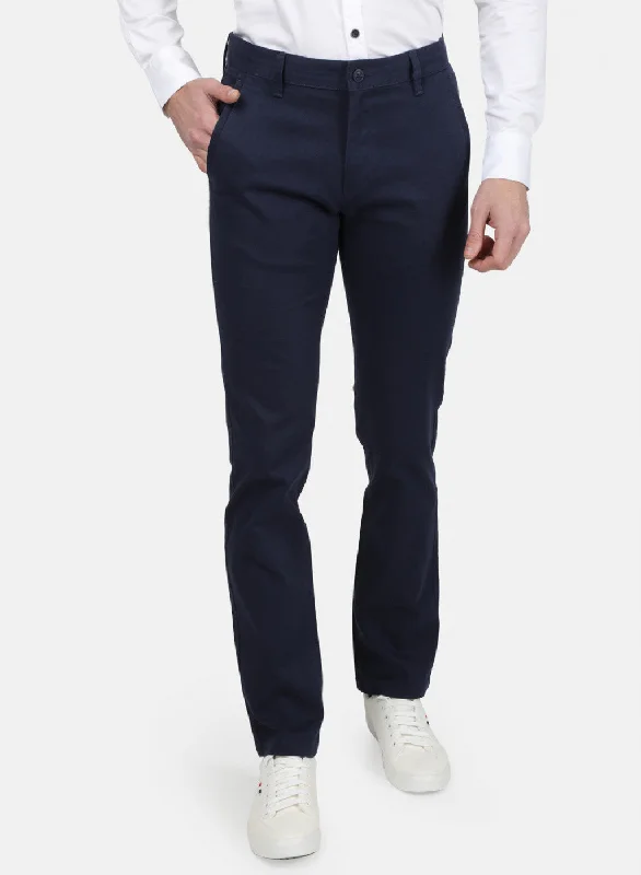 Men's Pants with Hidden PocketsMens Blue Slim Trouser